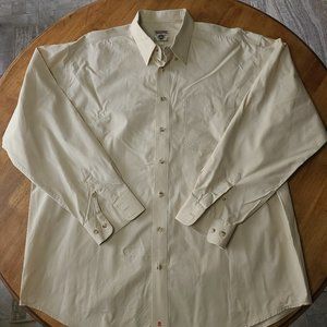 Resistol Rodeo Gear Long Sleeve Button Up Shirt Tan Men's Size XL Pocket